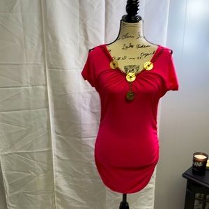 Siren lily hot pink cold shoulder top